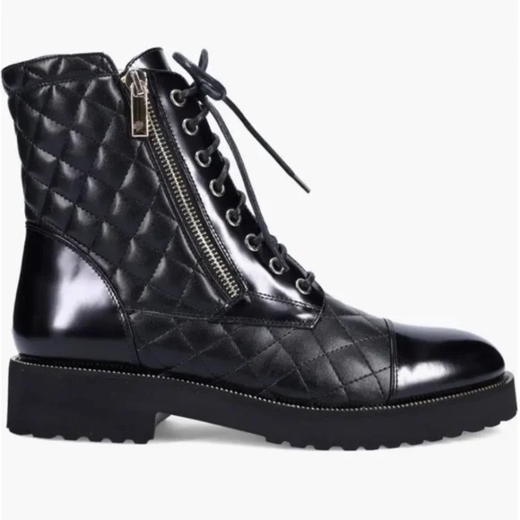 NEW Ron White Tiffany Combat Boot bBlack Weatherproof shine Calf and Nappa - Picture 1 of 10